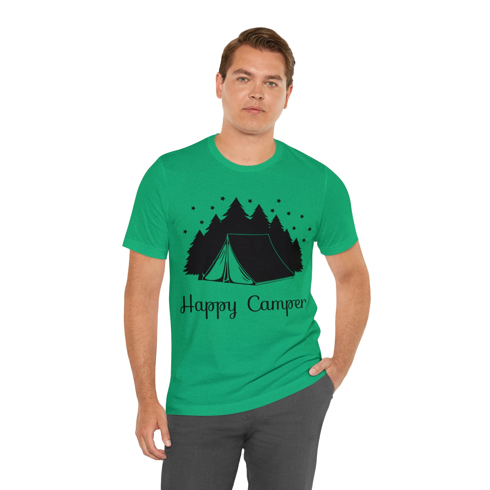 Happy Camper | Camping Outdoors Front and Back Printed Men T-shirt