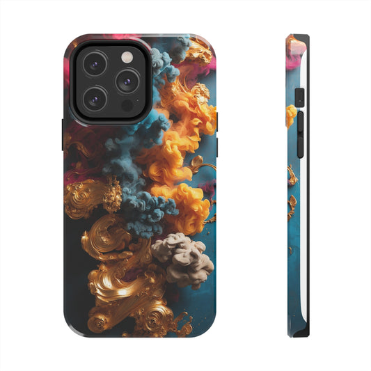 Golden Colorful Smoke  | Printed Tough Phone Case for iPhone 12, 13 and 14