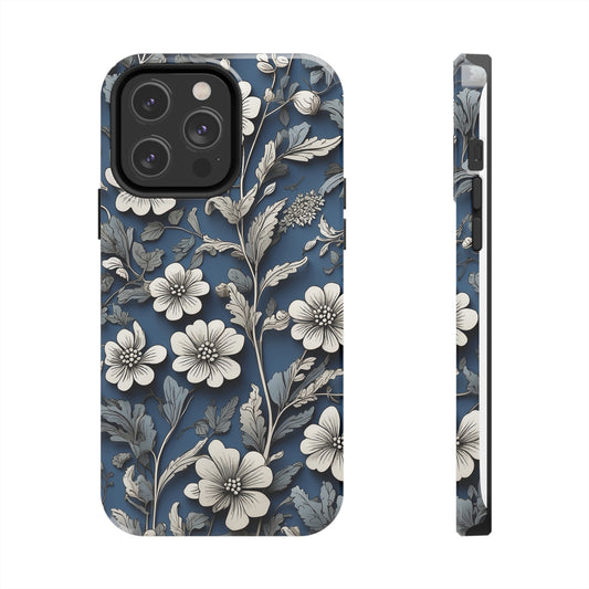Retro Flowers | Aesthetic Minimalist Pattern Design Printed | Printed Tough Phone Case for iPhone 12, 13 and 14