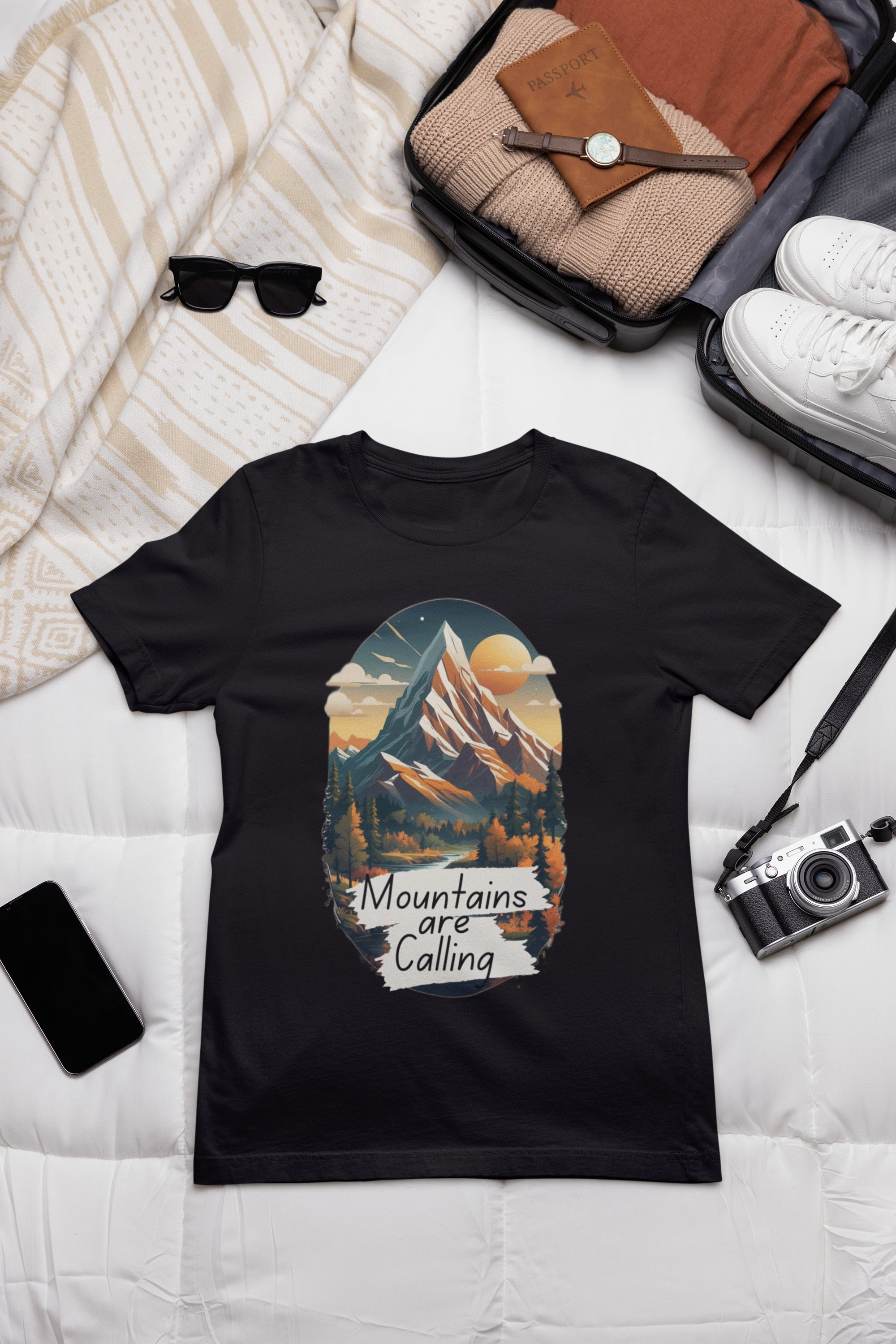 Mountains Are Calling | Printed Trekking Women T-shirt
