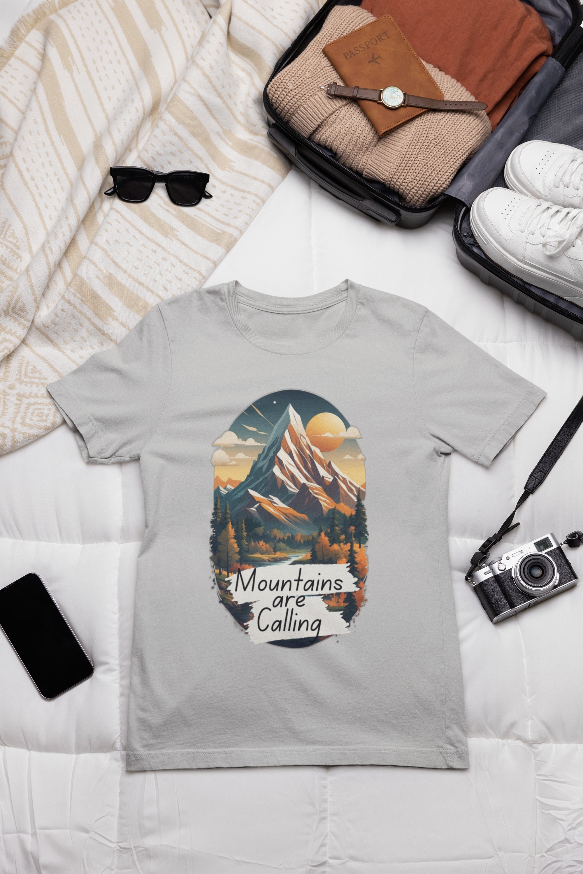 Mountains Are Calling | Printed Trekking Women T-shirt