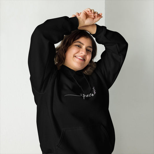 Peace | Embroidery Print Yoga Hoodie for Women