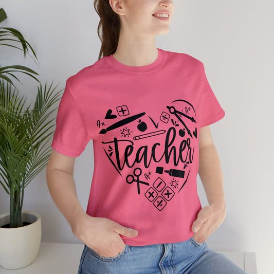 Camiseta de manga corta de jersey unisex con estampado de profesor 